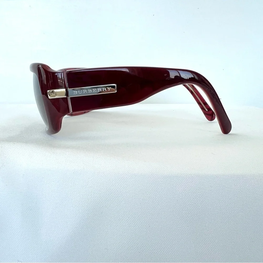 BURBERRY B 4015 3017 Gray Gradient Lenses Dark Burgundy Frame Sunglasses NWB
